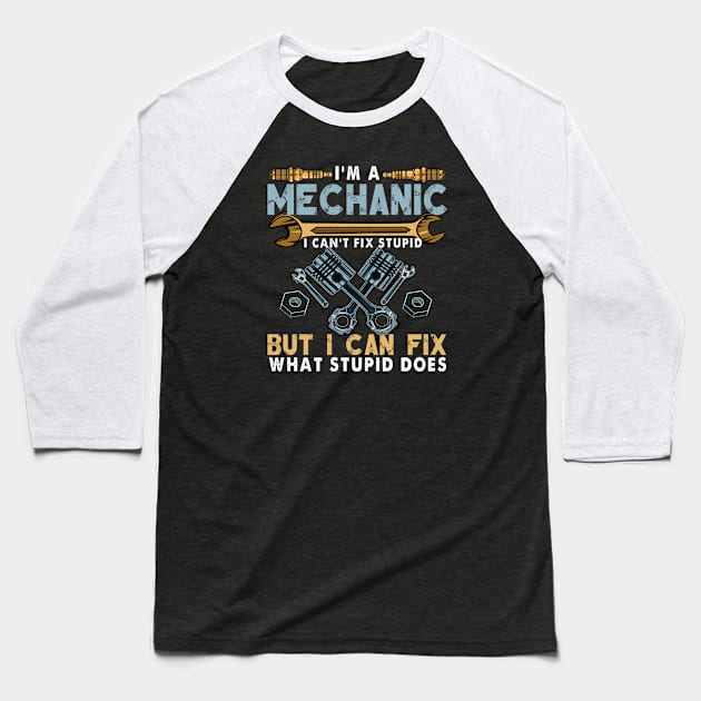 Funny Mechanic For Men Dad Car Auto Diesel Automobile Garage Baseball T-Shirt by The Design Catalyst